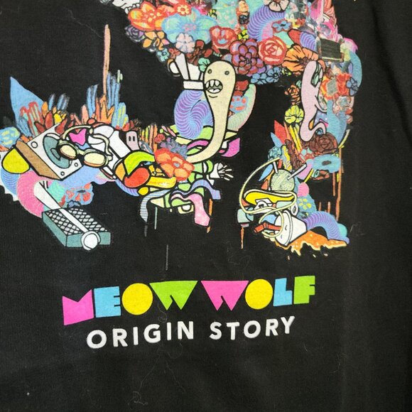 Meow Wolf Neon Black Graphic Crewneck Shirt Size X-Small Women's - Picture 3 of 10